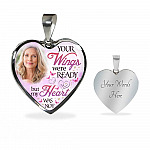 Personalized Photo Your Wings Were Ready But My Heart Was Not Heart Pendant Necklace - Bangle
