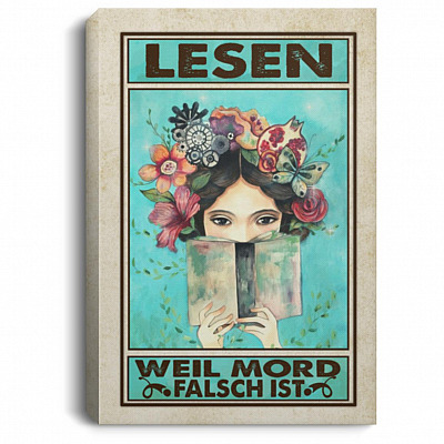 Lesen Weil Mord Falsch Ist German, White, 0.75'' Framed Canvas