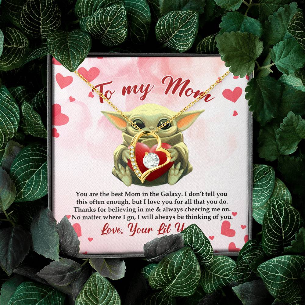 From Baby Yoda To My Mom You Are The Best Mom In The Galaxy Mother's Day Forever Love Heart Pendant Necklace