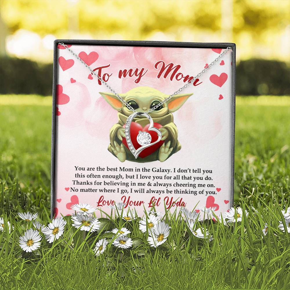 From Baby Yoda To My Mom You Are The Best Mom In The Galaxy Mother's Day Forever Love Heart Pendant Necklace