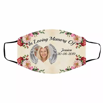 Personalized Photo Mask, White, Cloth Face Cover – Medium/Large