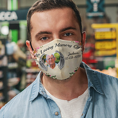Alternative view of Personalized In Loving Memory Of Memorial Sympathy Washable Reusable Custom Printed Cloth Face Mask Cover