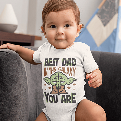 Alternative view of Baby Yoda Best Dad In The Galaxy You Are Baby Onesie - Father's Day Daddy Infant Baby Bodysuit