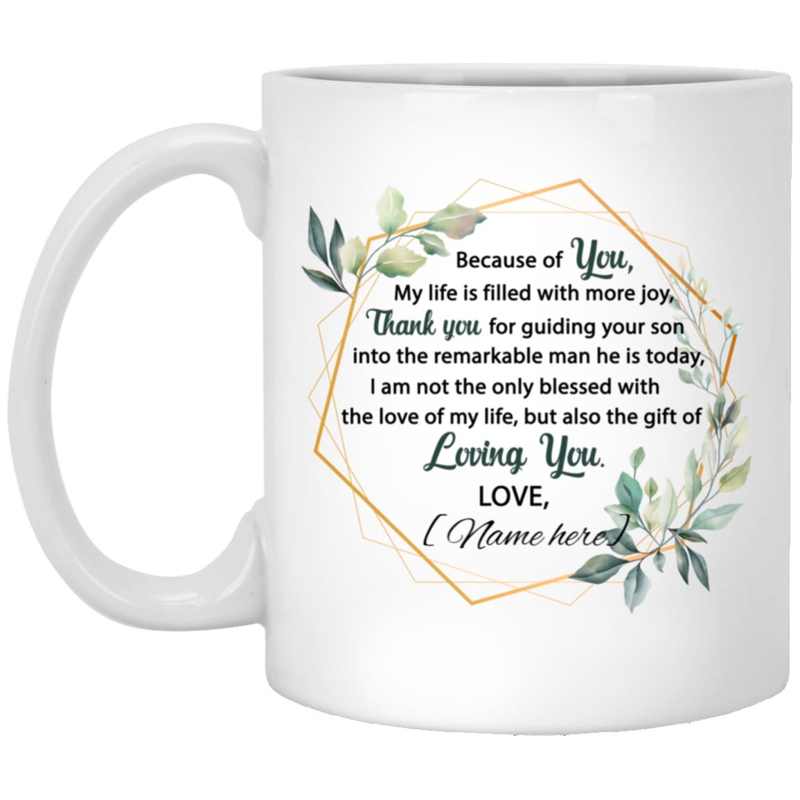 Personalized Because of You Mug, White, 11 oz. White Mug