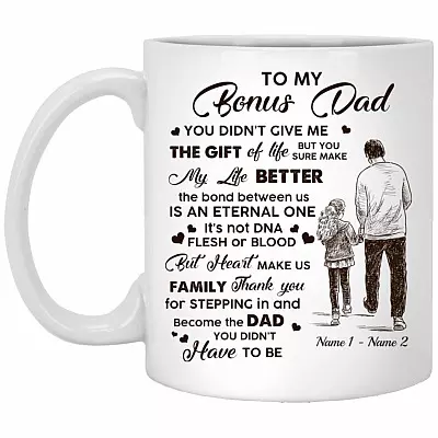 Personalized Bonus Dad, White, 11 oz. White Mug