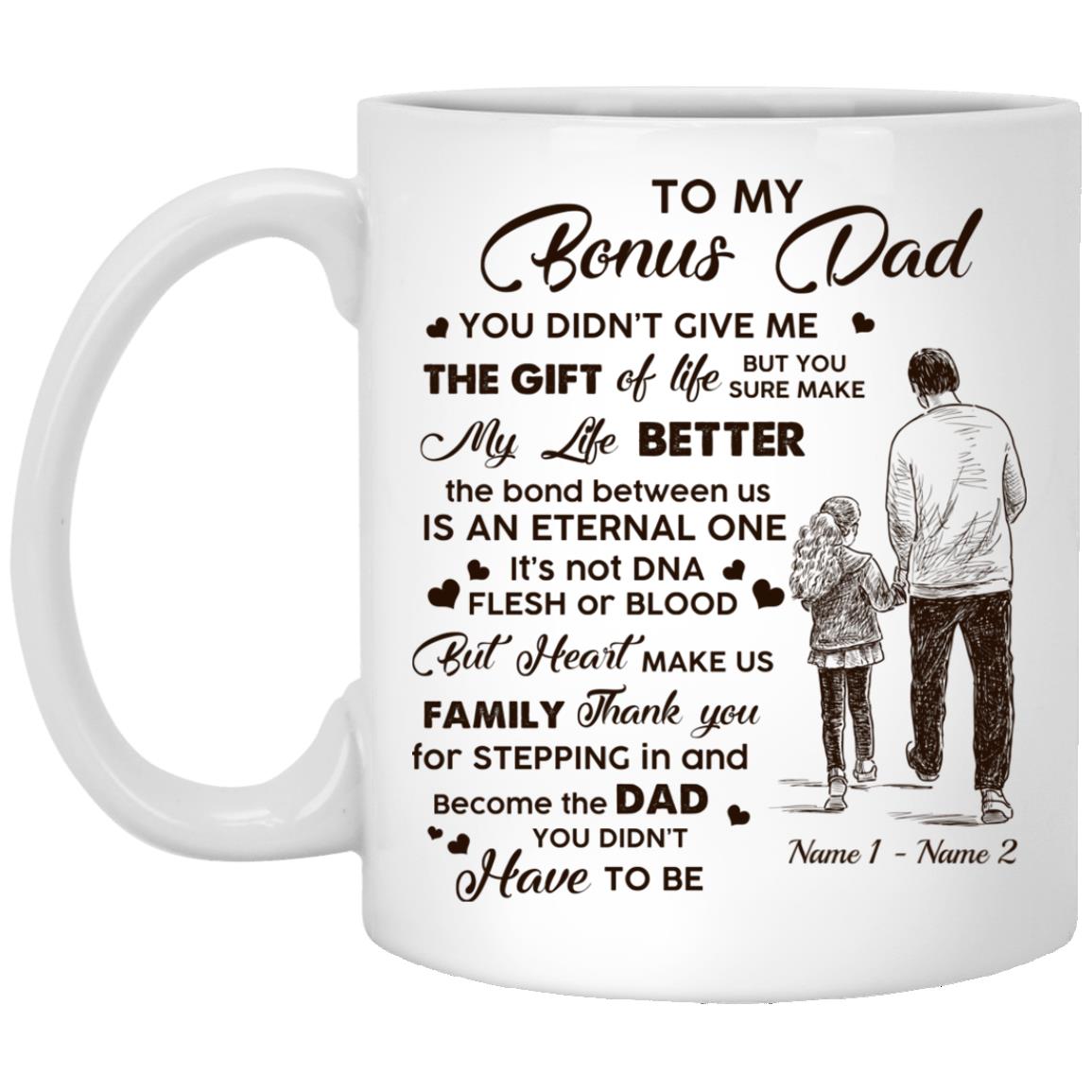 Personalized Bonus Dad, White, 11 oz. White Mug