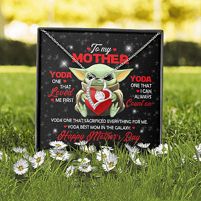 To My Mother Yoda One That Loved Me First Yoda Best Mom In The Galaxy Forever Love Heart Pendant Necklace