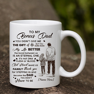 Alternative view of Personalized Step Dad Gift from Daughter Coffee Mug - Thanks You for Stepping in Travel Bottle