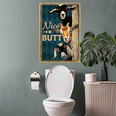 Alternative view of Nice Butt Funny Goats Toilet Bathroom Gallery Wrapped Framed Canvas Prints - Unframed Poster - Home Decor Wall Art