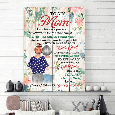 Personalized To My Loving Mom You Are the World to Me Framed Canvas - Gifts from Daughter Unframed Poster