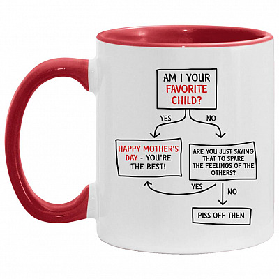 Your Favorite Child accent mug, White/Red, 11 oz. Accent Mug