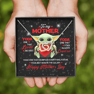 To My Mother Yoda One That Loved Me First Yoda Best Mom In The Galaxy Joined Interlocking Hearts Pendant Necklace