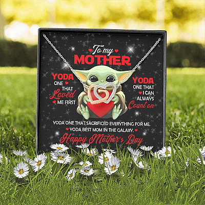 To My Mother Yoda One That Loved Me First Yoda Best Mom In The Galaxy Joined Interlocking Hearts Pendant Necklace