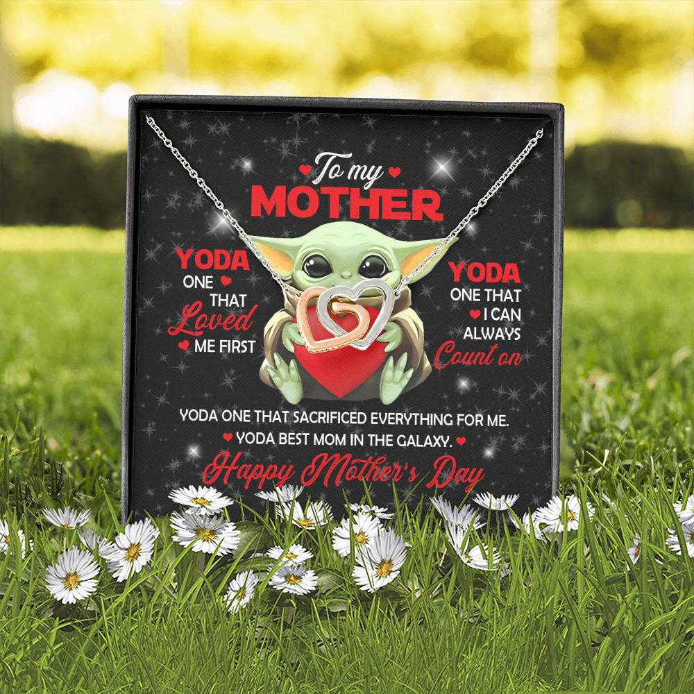 To My Mother Yoda One That Loved Me First Yoda Best Mom In The Galaxy Joined Interlocking Hearts Pendant Necklace