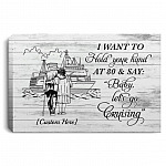 Personalized I Want To Hold Your Ha, White, 0.75'' Framed Canvas