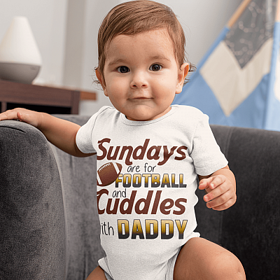 Alternative view of Sunday Are for Football and Cuddles with Daddy Baby Onesie - Baby Infant Bodysuit