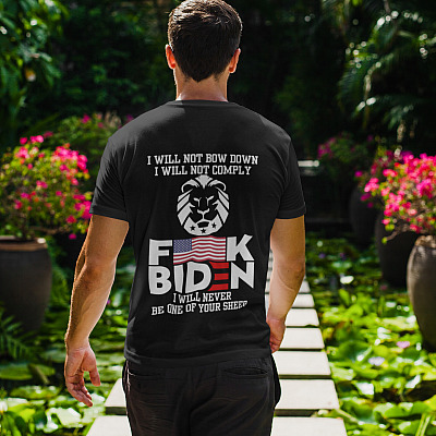 Alternative view of I Will Not Bow Down I Will Not Comply Shirt Print On Back - Fuck Biden Shirt - MAGA Shirt