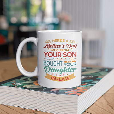 Alternative view of Here's a Mother Day Mug from Your Son Bought by Your Daughter in Law Mug-Beer Stein-Water Bottle-Color Changing Mug