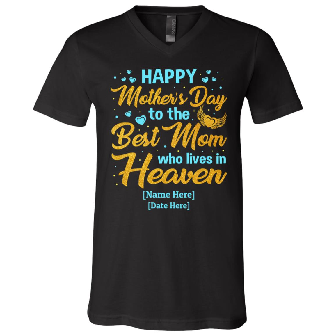 Personalized Happy Mother' Shirt, Black, V-Neck T-Shirt