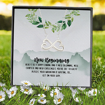 Alternative view of New Beginning So Get On Your Way Infinity Heart Pendant Necklace - Graduation GIft For Her