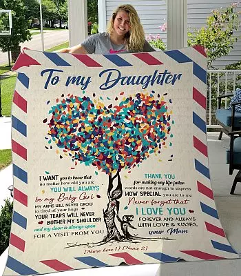 Personalized Airmail to My Daughter You Will Always Be My Baby Girl Fleece Blanket - Gift from Mom Blanket