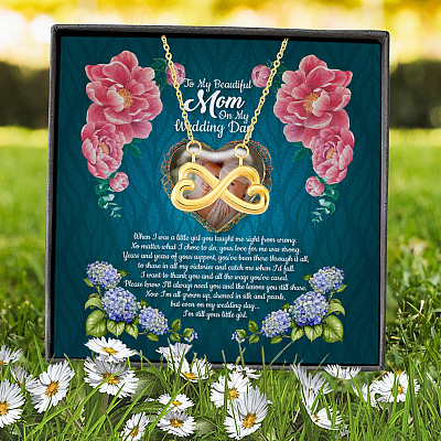 Alternative view of Personalized Photo To My Beautiful Mom On My Wedding Day I'm Still Your Little Girl Infinity Heart Pendant Necklace