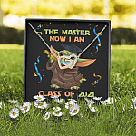 The Master Now I Am Baby Yoda Wearing Mask Graduation 2021 Interlocking Hearts Pendant Necklace