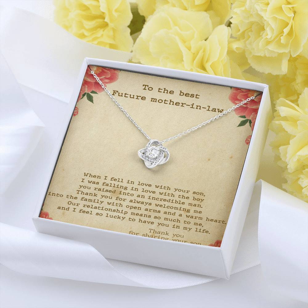 To The Best Future Mother In Law Thank You For Sharing Your Son Love Knot Necklace