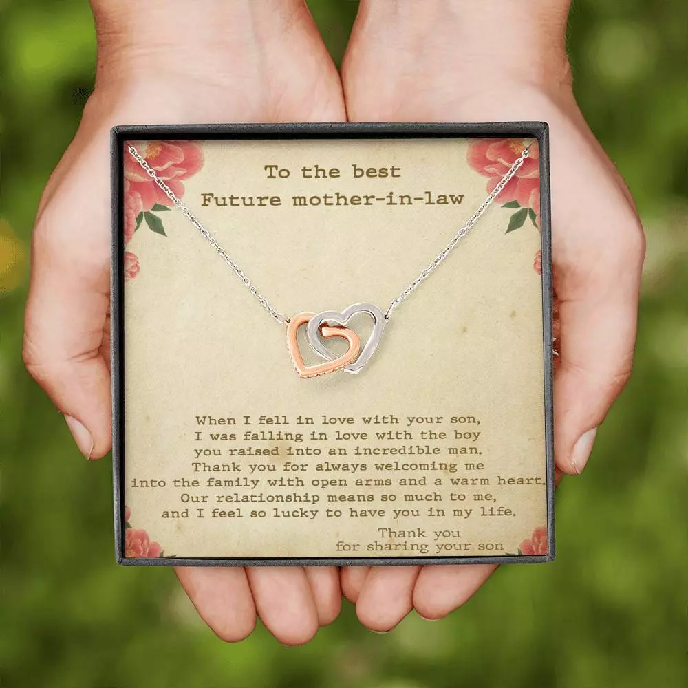 To The Best Future Mother In Law Thank You For Sharing Your Son Joined Interlocking Hearts Necklace
