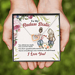 To My Badass Bestie You Drink You Cuss Too Much You're Everything I Want Interlocking Hearts Pendant Necklace