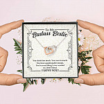 To My Badass Bestie You Drink You Cuss Too Much You're Everything I Want Funny Interlocking Hearts Necklace