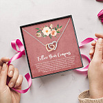 Follow Your Compass Interlocking Hearts Pendant Necklace - Graduation GIft For Her