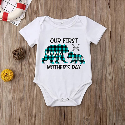 Alternative view of Personalized Our First Mother's Day Bear 1st Mothers Day Gifts Baby Onesie - Baby toddlers Bodysuit