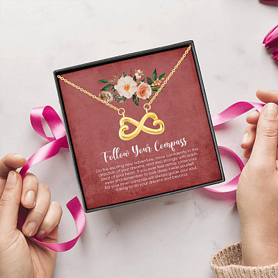 Alternative view of Follow Your Compass Infinity Heart Pendant Necklace - Graduation GIft For Her