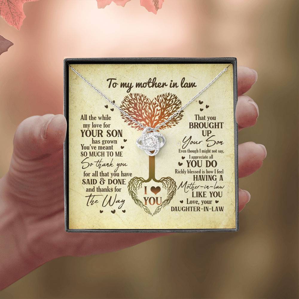 Heart Tree To My Mother In Law All The While My Love For Your Son Has Grown Love Knot Necklace Heart Tree To My Mother In Law All The While My Love For Your Son Has Grown Love Knot Necklace