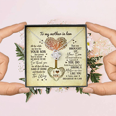 Heart Tree To My Mother In Law All The While My Love For Your Son Has Grown Love Knot Necklace