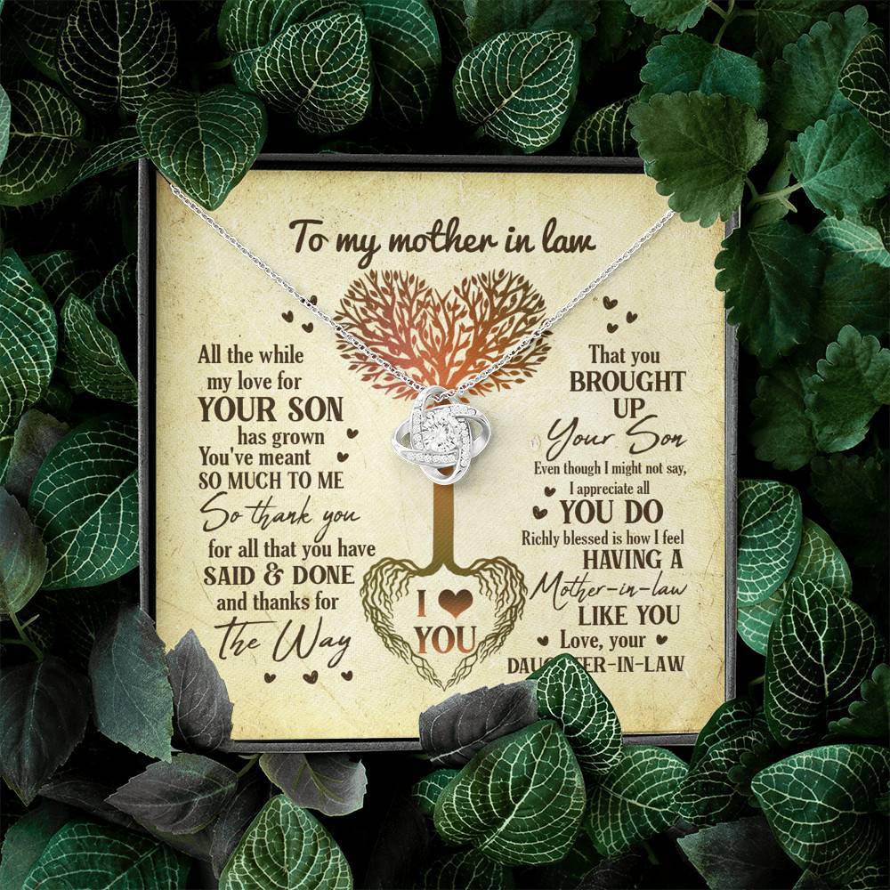 Heart Tree To My Mother In Law All The While My Love For Your Son Has Grown Love Knot Necklace Heart Tree To My Mother In Law All The While My Love For Your Son Has Grown Love Knot Necklace