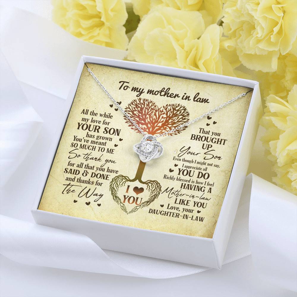 Heart Tree To My Mother In Law All The While My Love For Your Son Has Grown Love Knot Necklace Heart Tree To My Mother In Law All The While My Love For Your Son Has Grown Love Knot Necklace