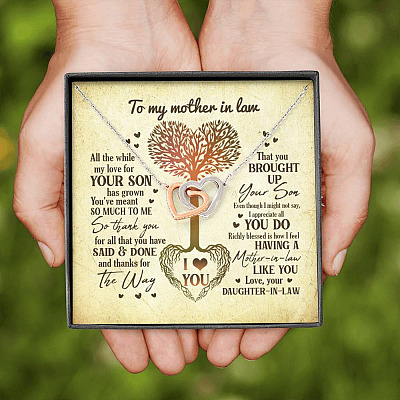 Heart Tree To My Mother In Law All The While My Love For Your Son Has Grown Joined Interlocking Hearts Necklace
