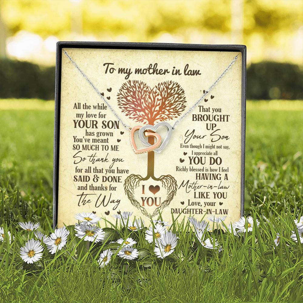 Heart Tree To My Mother In Law All The While My Love For Your Son Has Grown Joined Interlocking Hearts Necklace