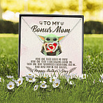 To My Bonus Mom Yoda the One That Loves Me First Happy Mother's Day Interlocking Hearts Pendant Necklace