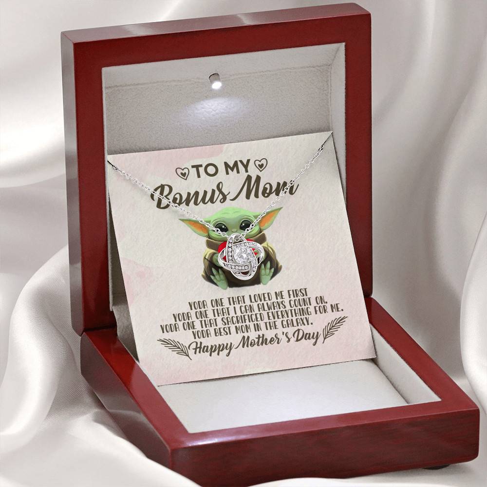 To My Bonus Mom Yoda the One That Loves Me First Happy Mother's Day Love Knot Pendant Necklace To My Bonus Mom Yoda the One That Loves Me First Happy Mother's Day Love Knot Pendant Necklace