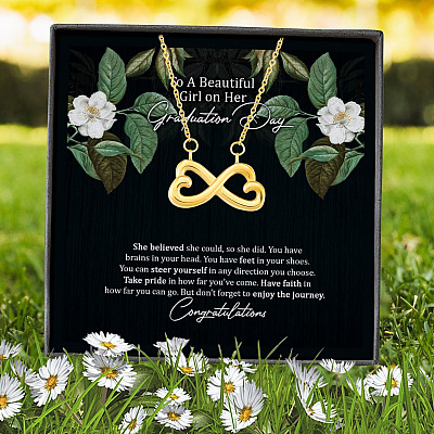 To A Beautiful Girl On Her Graduation Day Infinity Heart Pendant Necklace - Graduation GIft For Her