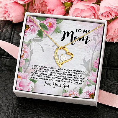 To My Mom I Know It's Not Easy for a Woman to Raise a Man No Way I Can Pay You Back Forever Love Pendant Necklace