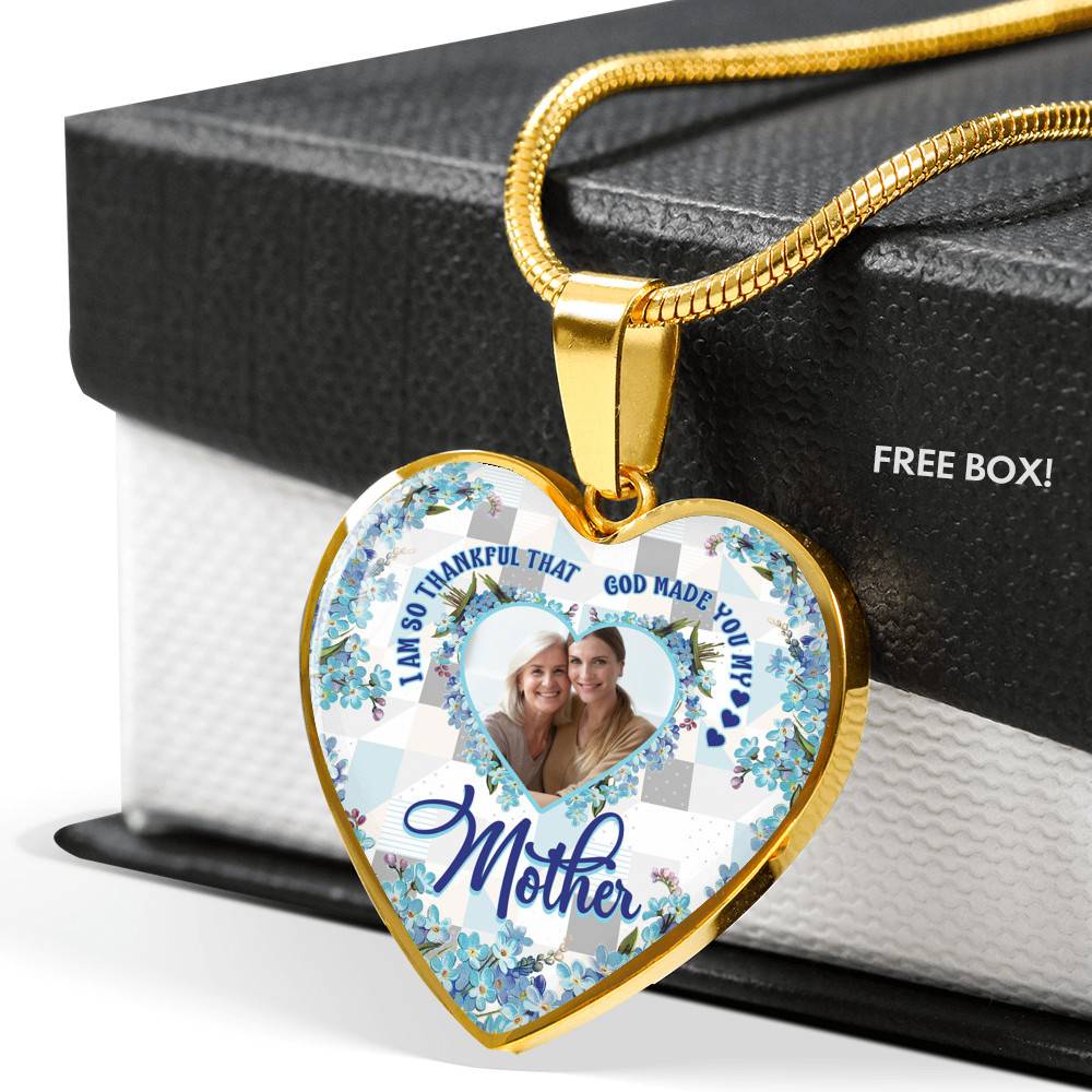 Personalized Photo I Am So Thankful That God Made You My Mother Heart Pendant Necklace - Bangle