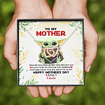 Personalized Baby Yoda To My Mother Yoda Best Mom In The Galaxy Mother's Day Interlocking Hearts Necklace