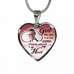 Personalized Photo God Has You In His Arms I Have You In My Heart Sympathy Heart Pendant Necklace - Bangle