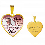 Personalized Photo God Has You In His Arms I Have You In My Heart Sympathy Heart Pendant Necklace - Bangle