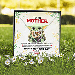 Personalized Baby Yoda To My Mother Yoda Best Mom In The Galaxy Mother's Day Interlocking Hearts Necklace