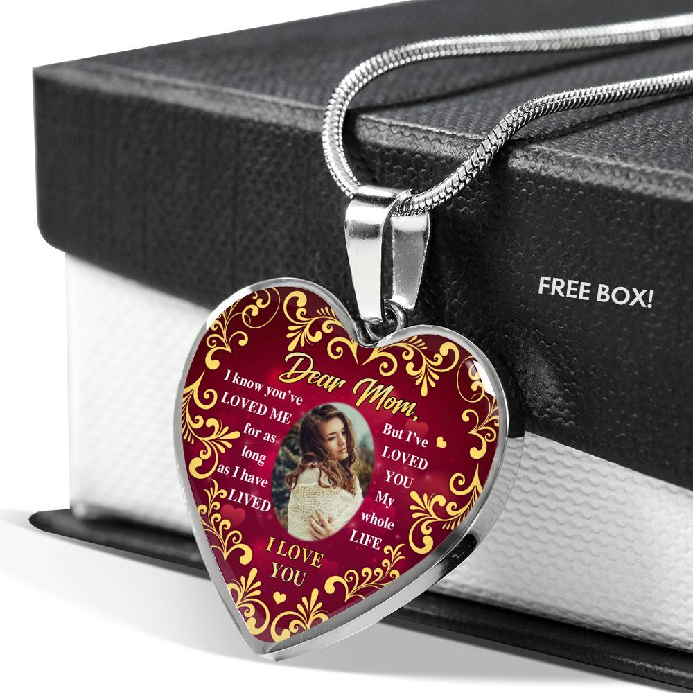 Personalized Photo Dear Mom I Know You've Loved Me for As Long as I Have Lived Heart Pendant Necklace - Bangle